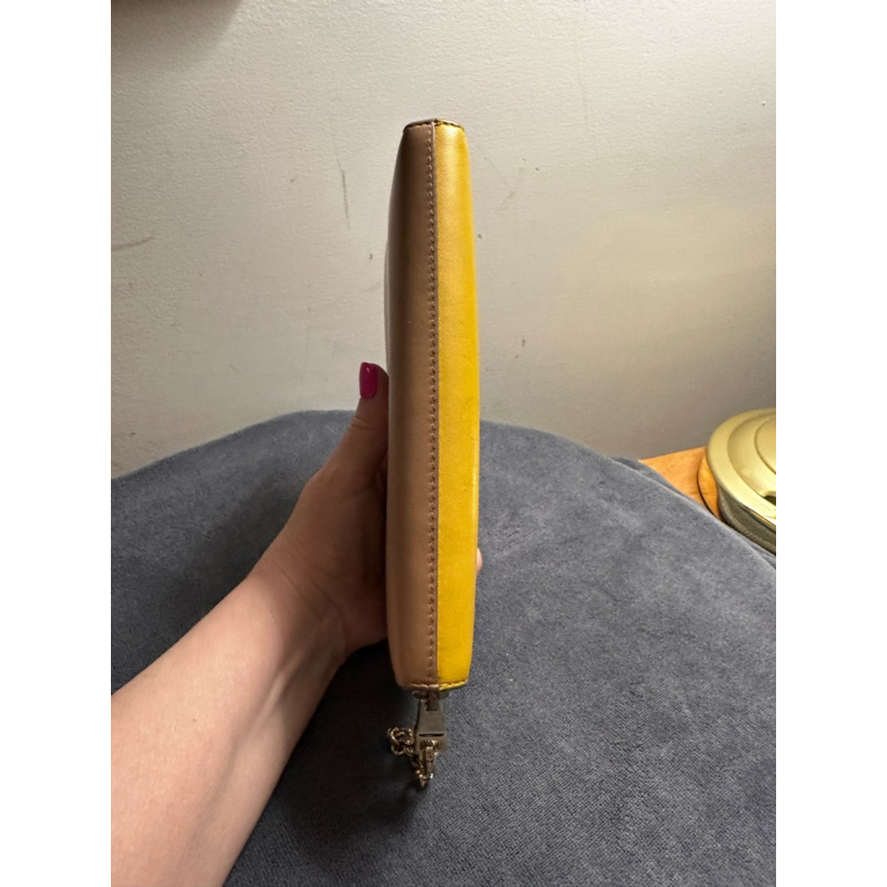 Chloé Yellow & Tan Leather Colorblock Long Zip Wallet - Picture 13 of 14